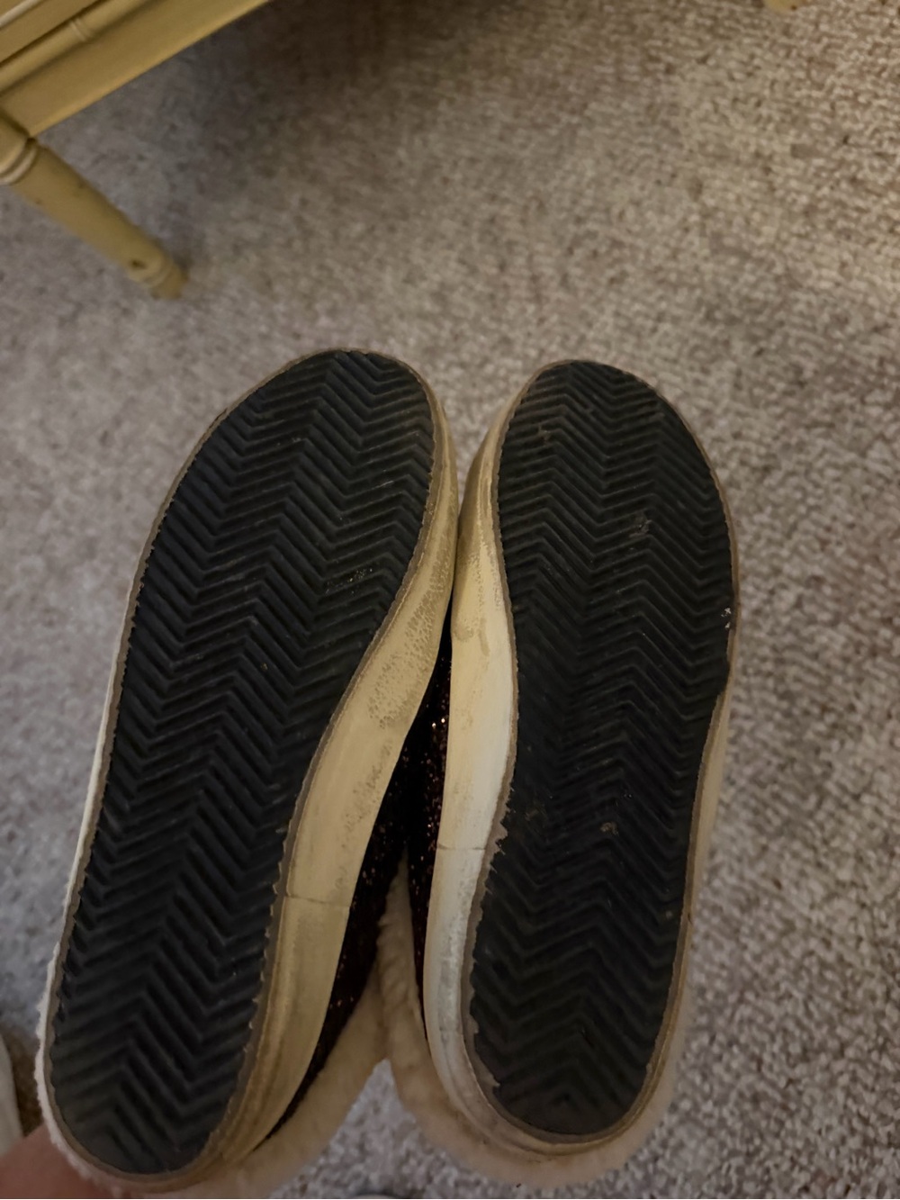 Golden Goose Brown Glitter Shearling-Trim Sneakers - Picture 8 of 8